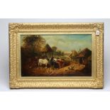 CIRCLE OF JOHN F HERRING Jnr (1815-1907), Farmyard with Horses, Chickens and Pigs, oil on canvas,