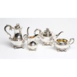 AN EARLY VICTORIAN SILVER FOUR PIECE TEA SERVICE, maker John & Henry Lias, London 1840 (teapot and