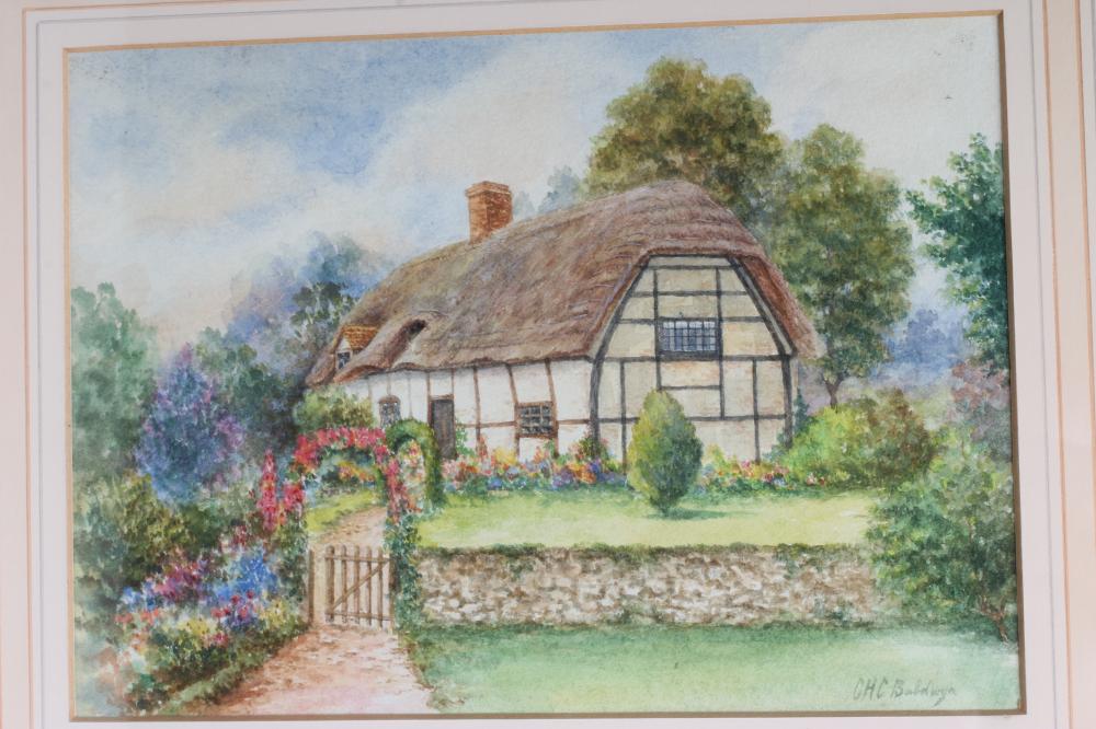 CHARLES HENRY CLIFFORD BALDWYN (1859 - 1943), Thatched half timbered cottage with well stocked - Image 2 of 4