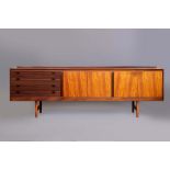 A ROBERT HERITAGE FOR ARCHIE SHINE TEAK LOW SIDEBOARD, mid 20th century, the moulded edged top