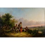 WILLIAM I SHAYER (1788-1879), Gypsy Encampment, oil on canvas, signed and dated (18)51, 35 1/2" x