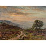 HERBERT F ROYLE (1870-1958), "Evening on Ilkley Moor", oil on board, signed, inscribed to reverse,