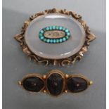 A VICTORIAN TRIPLE SCARAB BROOCH, the three beetles in an unmarked close back frame, together with a