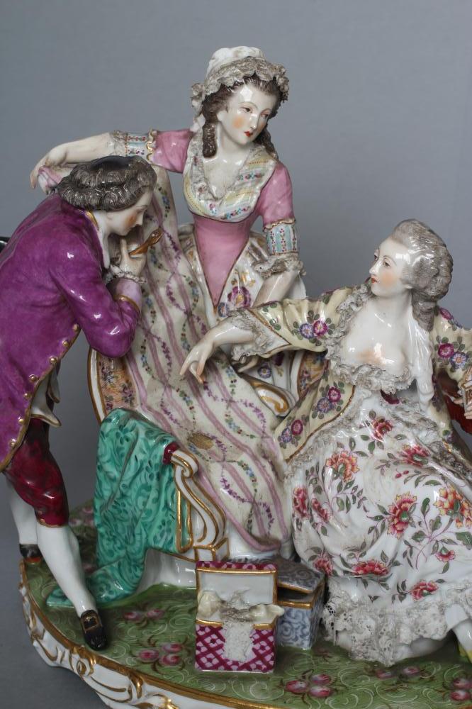 A PAIR OF SAMSON PORCELAIN FIGURE GROUPS, 19th century, each modelled with three figures at their - Image 2 of 32
