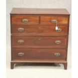 A GEORGIAN MAHOGANY STRAIGHT FRONTED CHEST, late 18th century, the moulded edged and banded top with