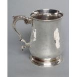 A GEORGE III SILVER MUG, maker Francis Crump, London 1770, of plain baluster form with acanthus