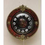 A FRENCH EBONISED BOULLE WALL CLOCK, 19th century, the eight day movement striking on a gong, 9 3/4"