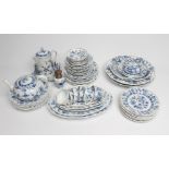 A MATCHED AND COMPOSITE MEISSEN PORCELAIN PART DINNER AND TEA SERVICE, late 19th century and