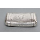 A LATE GEORGE III SILVER SNUFF BOX, maker's mark possibly WE, London 1807, of slightly concave