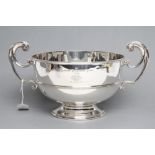 A LATE VICTORIAN SILVER TROPHY ROSE BOWL, maker's mark rubbed, London 1896, of single girdled