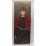 RUSKIN SPEAR (1911-1990), Portrait of Claire in a Black Dress and Red Shawl, three quarter length,