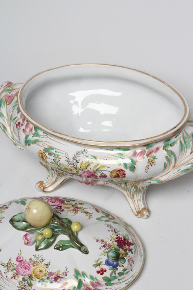 A LARGE ST. AMAND ET HAMAGE FAIENCE TUREEN AND COVER, early 20th century, of lobed oval form with - Image 3 of 4