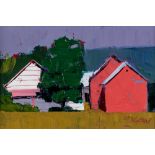 MHAIRI MACGREGOR R.S.W. (b.1971), Red Barns, Novia Scotia, oil on board, signed, Thompsons
