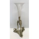 Tall silver plate single flute epergne, 48cms h, 22cms w. Condition ReportLacking silver plate to
