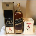 Johnnie Walker Black Label Extra Special Scotch Whisky. 1960's 1 Litre, sealed with box and a Wade