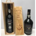 Two bottles of Port, Croft bottled vintage 1987, 75cl sealed and a bottle of Fine Reserve Port,