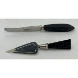 Whitby jet handled bookmark with a Whitby jet handled fruit knife, 12cms l.Condition ReportSlight