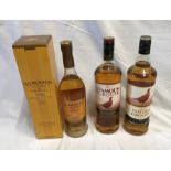 Three bottles of whisky, two The Famous Grouse 1 litre and one Glenmorangie, ten years old 70cl,