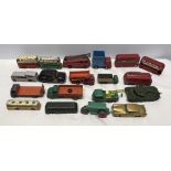 Dinky and Corgi mixed collection of diecast vehicles x 19, playworn. Buses, Fire Engines and