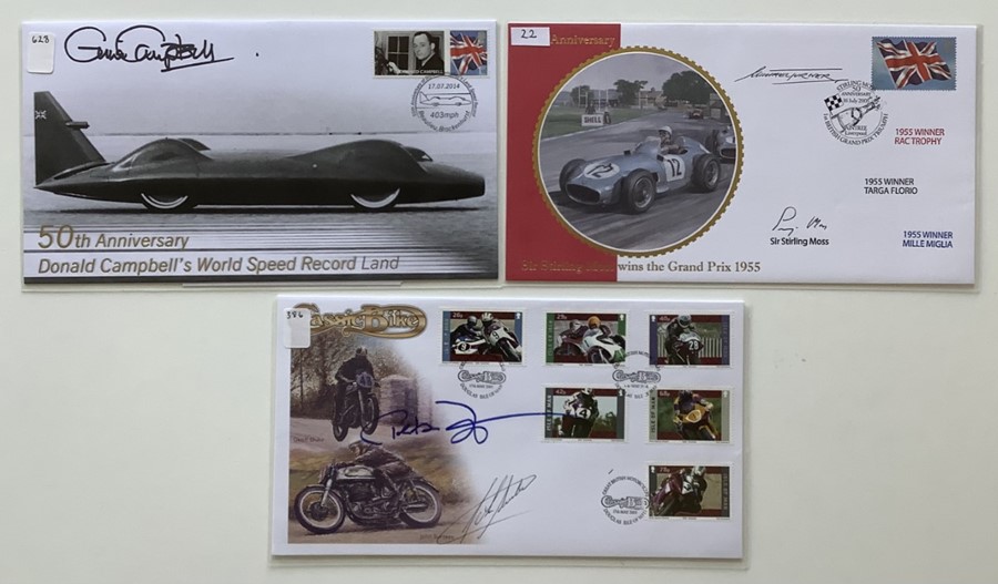 A collection of 11 First Day Covers and Issues relating to Motor Racing signed by Gina Campbell; - Image 2 of 2