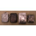 Four silver vesta cases, engine turned lines design, clear cartouche. JW, Birmingham 1898, 24gms,