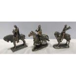 Set of three Veronese pewter figures knights on horseback, approx 10cms h.Condition ReportOne figure