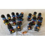 Robertson's Golly footballers x 17. 7 x marked hand painted foreign to base, 1 x foreign to base,