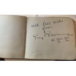 A mid 20thC autograph book collected by Joan Richardson AKA Joan Peters, singer and actress, signe