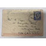 Tonga tin can mail franked envelope with Toga stamp. 1935.Condition ReportYellowing with age,