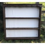 Oak wall mounted plate rack shelf 3 height, 96 w x 92 h x 12cms d. Condition ReportDamage to right