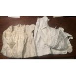 Early 20thC baby gowns, cotton Christening gown, silk gown, sleave, smock, 1 silk sleave, baby