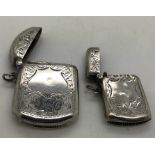 Two hallmarked silver vesta cases, both with vacant cartouche. Birmingham 1910 and Birmingham