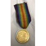 WW I Victory medal awarded to 3008 Pte F Dove. Sher. Wang. with ribbon. Condition ReportRibbon