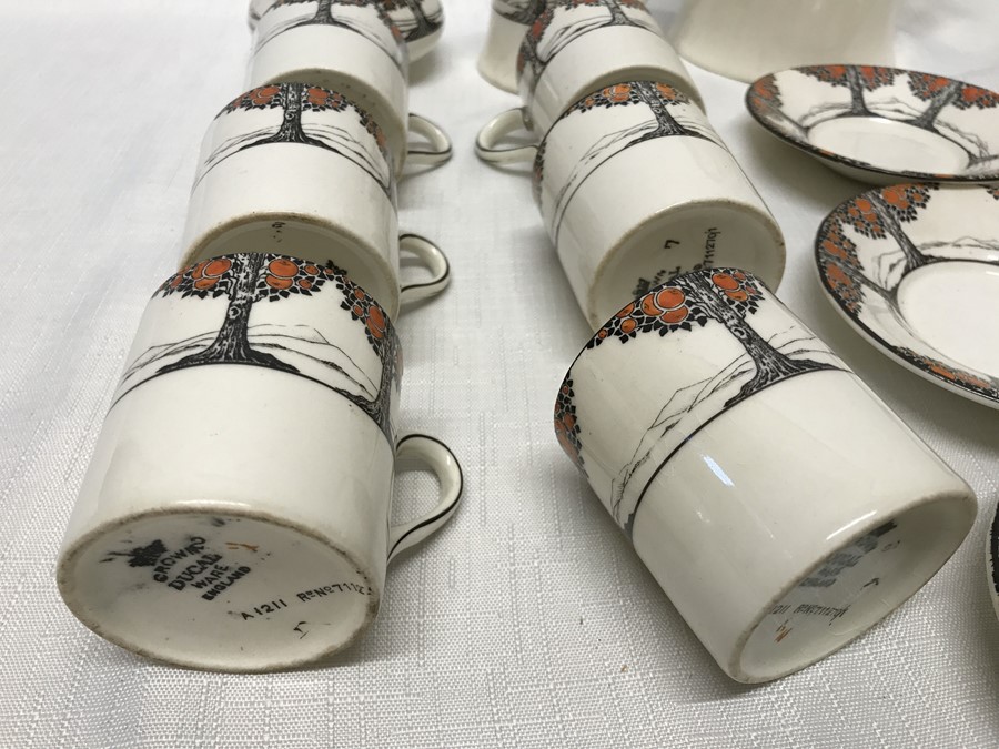 Crown Ducal Orange Blossom coffee set, 15 pieces, six cups and saucers, coffee pot, milk and sugar - Image 3 of 4