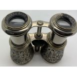 Hallmarked silver cased Opera glasses, Birmingham 1900 Le Jockey Club Paris, 11cms extended.17 x