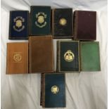 Selection of ten leather bound gilded books Poetry Longfellows Poetical works 1901, Whiiers works