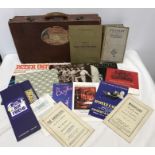 Assorted lot, small leather suitcase, Lp's inc Churchill Peter Ustinov, selection of theatre