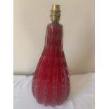 Murano red glass table lamp. 37cms h. Condition ReportIn good condition with no damage or