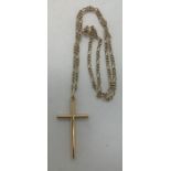 A 9ct gold crucifix, 4cms h on 9ct gold chain, 47cms l, 8.8gms total weight. Condition ReportVery