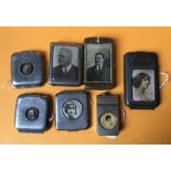 Collection of seven metal matchbook cases with photo portraits. Condition ReportSurface scratches,