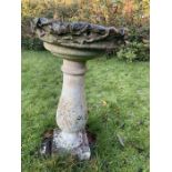 Reconstituted stone bird bath. 62 h x 35cms d.