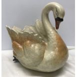 Large pottery Swan jardiniere 30cms h, approx. length 34cms, approx. 24cms w. Condition