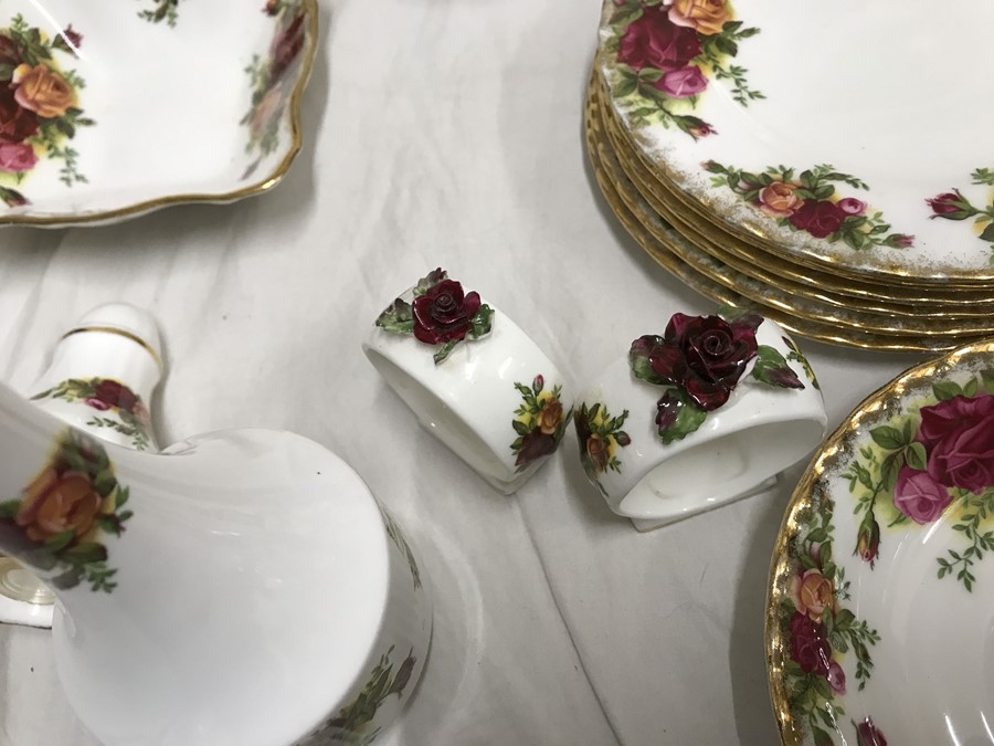 Royal Albert Old Country Roses tea and dinner war, tea set, teapot, milk and sugar bowl, 6 side - Image 2 of 8