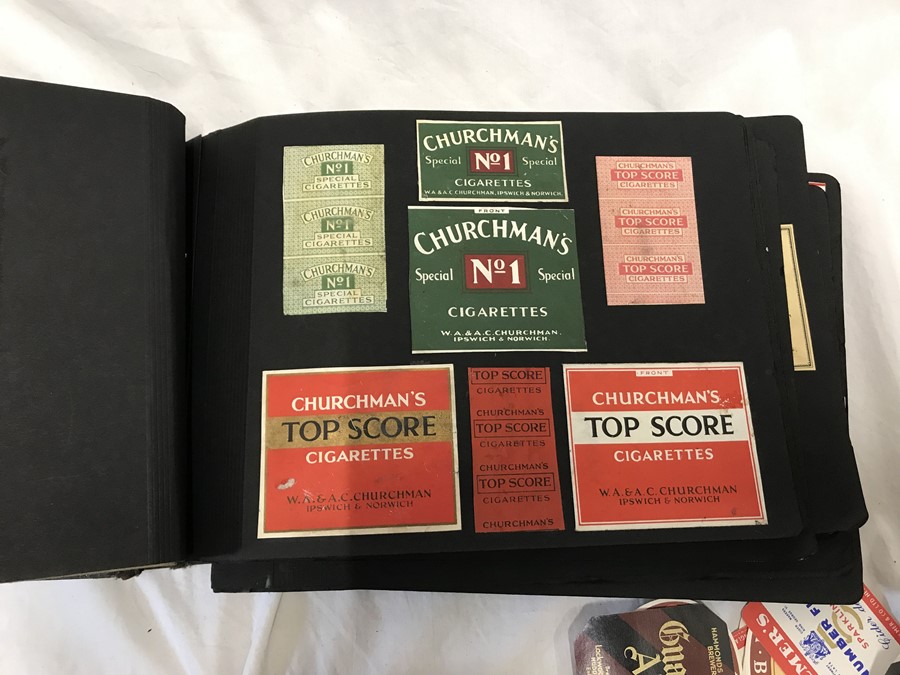 Album of cigarette packets, collection of beer bottle labels, stamps and European postcards. - Image 5 of 7