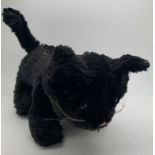 Vintage straw filled squeaky black cat mohair toy. Button for squeak on tummy. 20cms LCondition