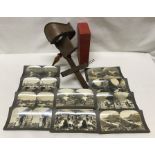 Stereoscope with a boxed collection of 10 viewing cards, Norway country scenes by Keystone View