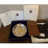 A 1974 Churchill Trust Commemorative silver plate, maker John Pinches, London 1974, a limited