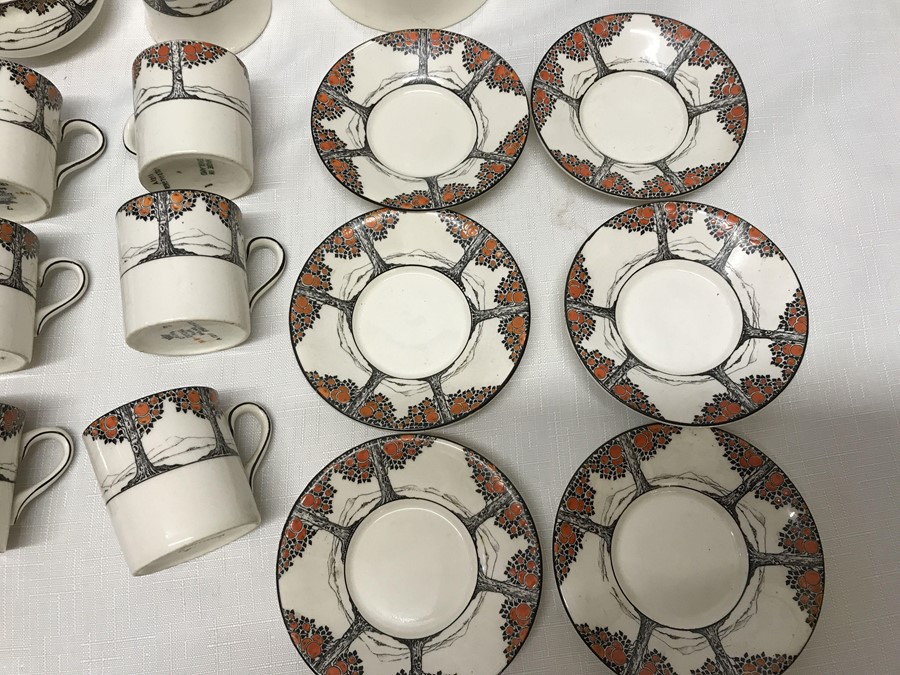 Crown Ducal Orange Blossom coffee set, 15 pieces, six cups and saucers, coffee pot, milk and sugar - Image 4 of 4