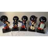 Five limited edition Carlton Ware Robertson Golly band figures to include Accordion 133/1000, Double