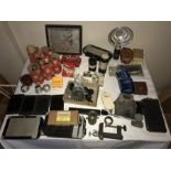 Miscellany including vintage camera accessories Kobold, Sixtomat, Ilford, Kodachrome etc.